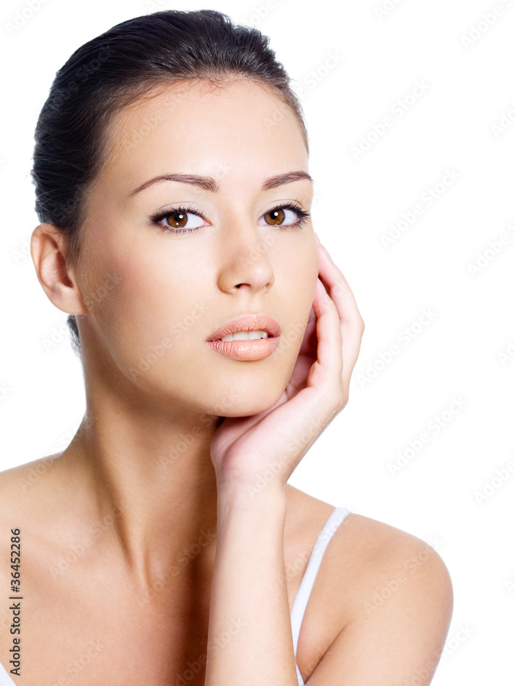 Beauty face og young pretty girl - isolated on white Beauty face og young pretty girl - isolated on white