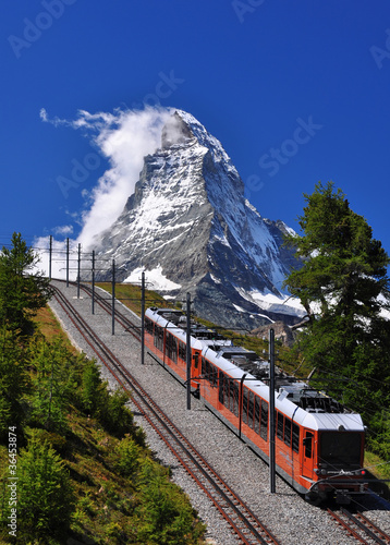 Matterhorn with railroad and train photo