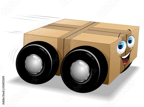 Scatola Cartone Trasporto Cartoon-Cardboard Box Tyres Comics