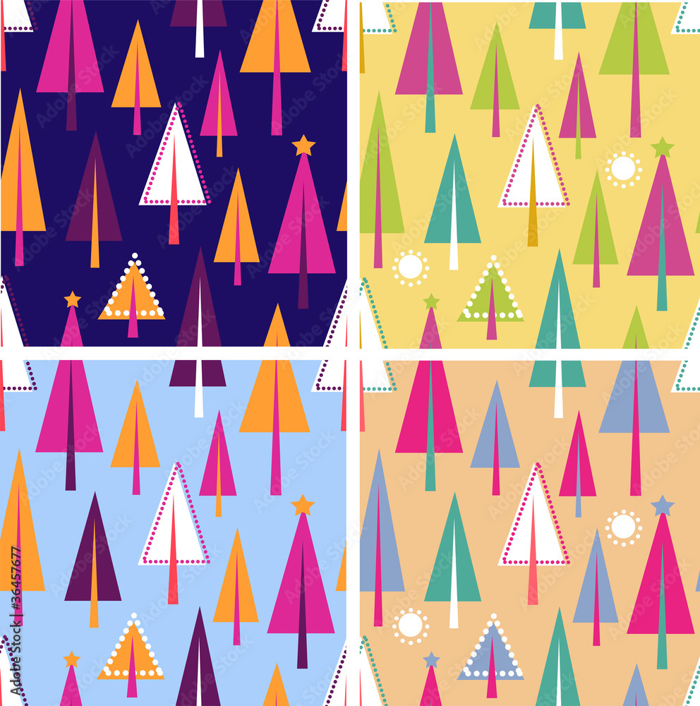 Colorful set of christmas trees seamless pattern Colorful set of christmas trees seamless pattern