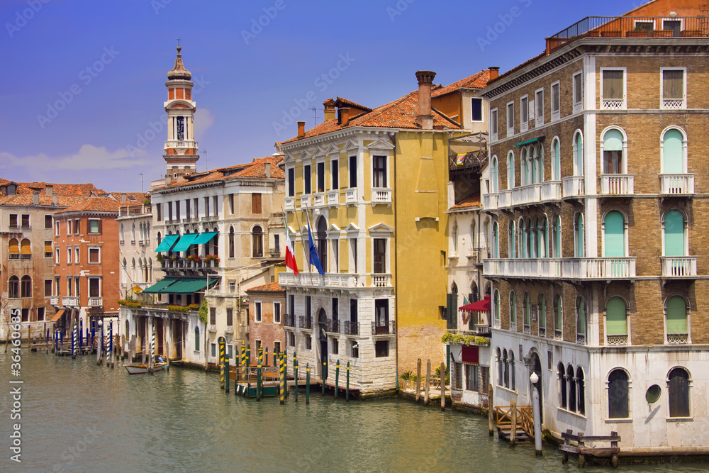 colorful buildings along the canal in Venice