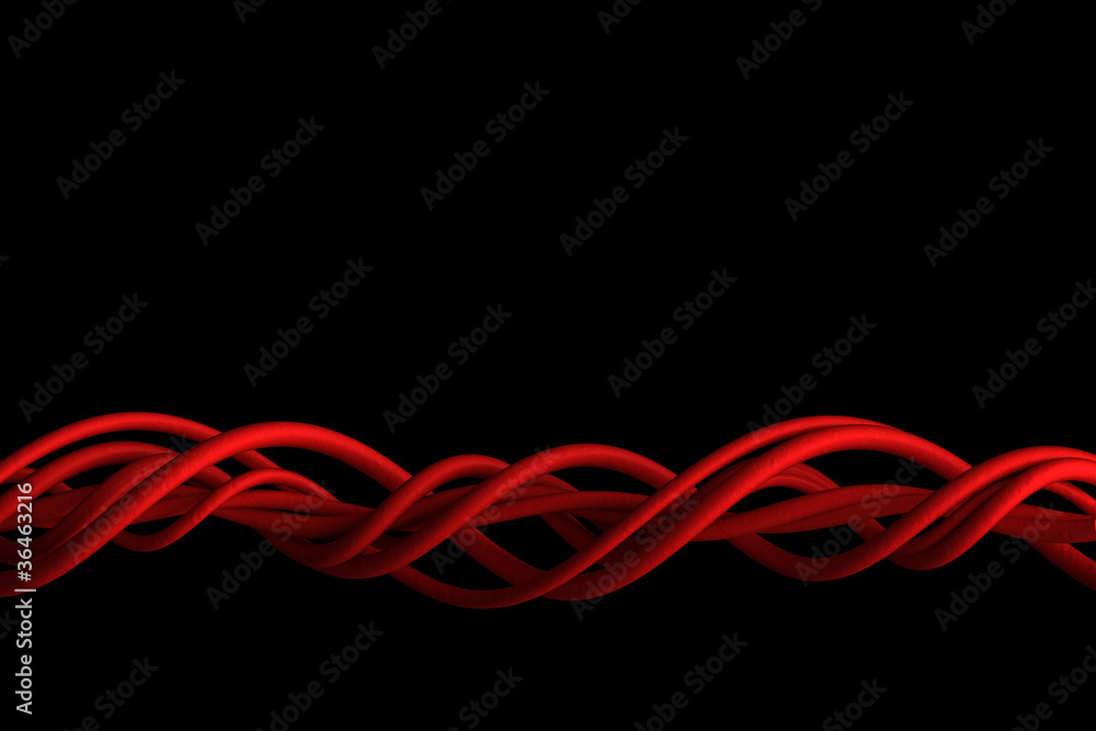 Abstract red wires isolated on black Abstract red wires isolated on black