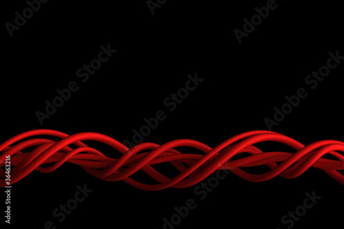 Abstract red wires isolated on black
