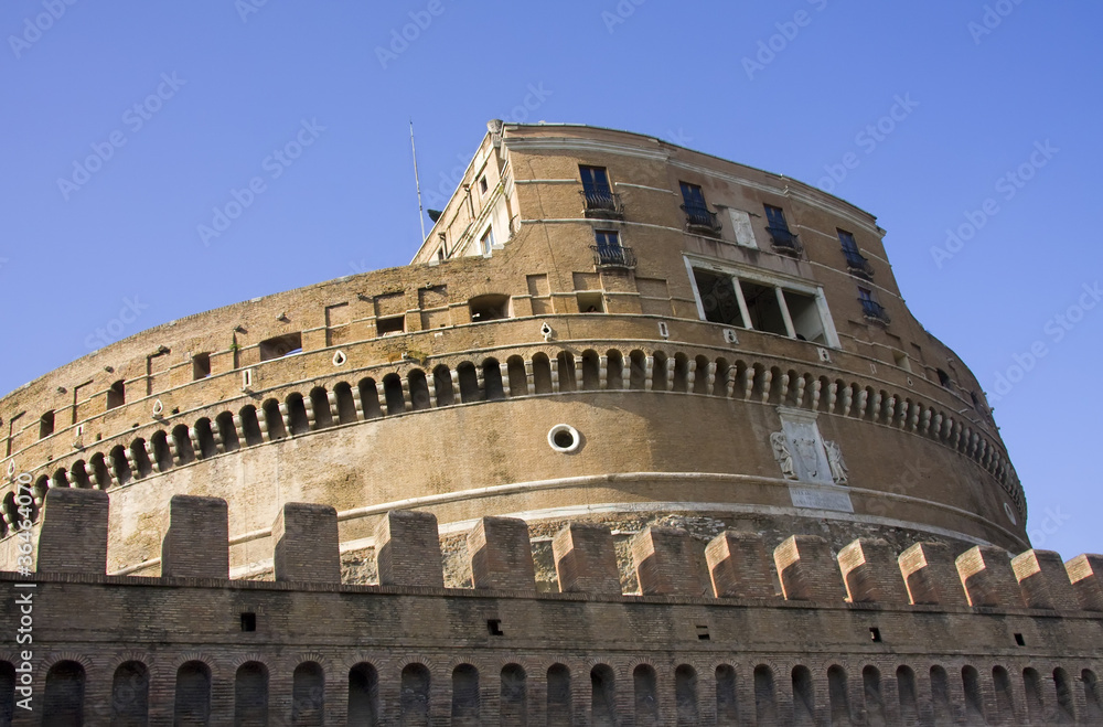 Side view of Castle Saint Angelo in Rome