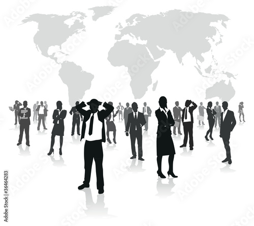 business people group on a world background