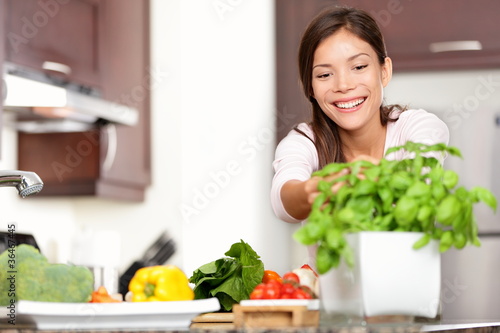 Woman making food in kitchen