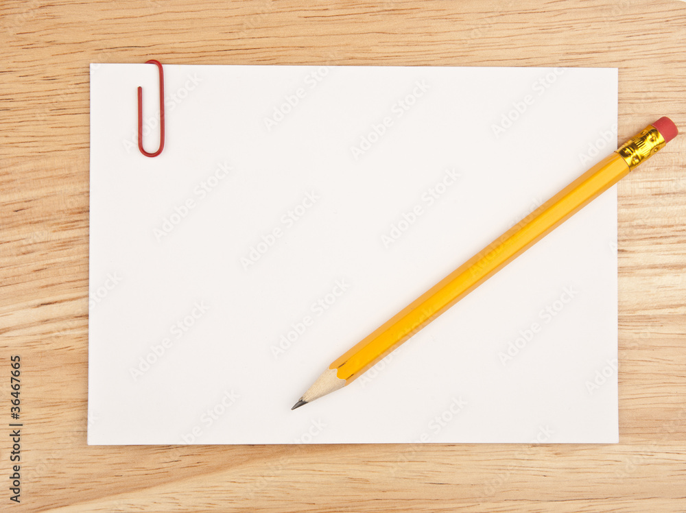 Pencil on Desk with Paper Pencil on Desk with Paper
