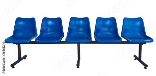 Blue plastic chairs isolated on white