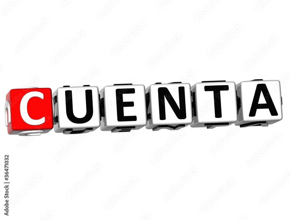 3D Cuenta Block Text on white background