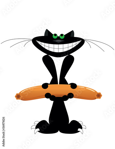 cat with  sausage