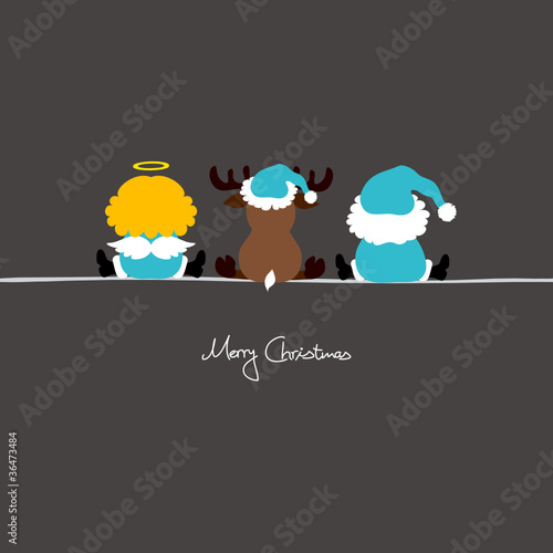 Santa, Angel & Reindeer Turquoise/Grey