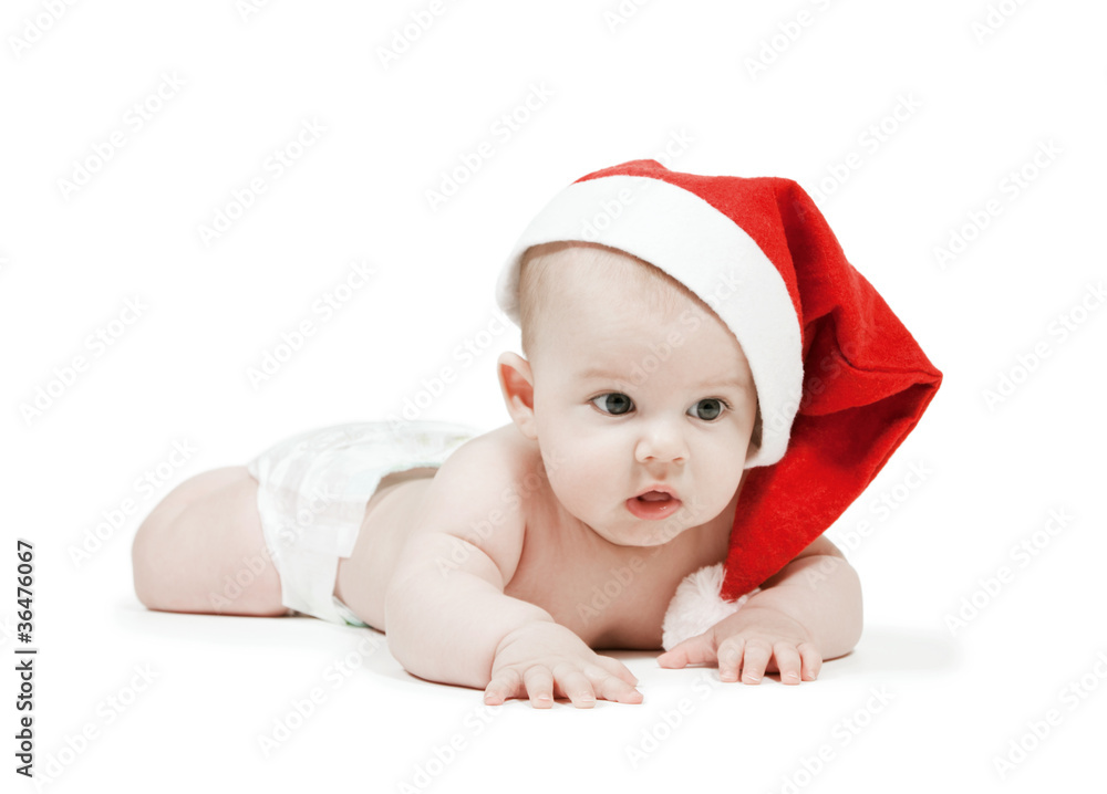 child in a hat of Santa Claus