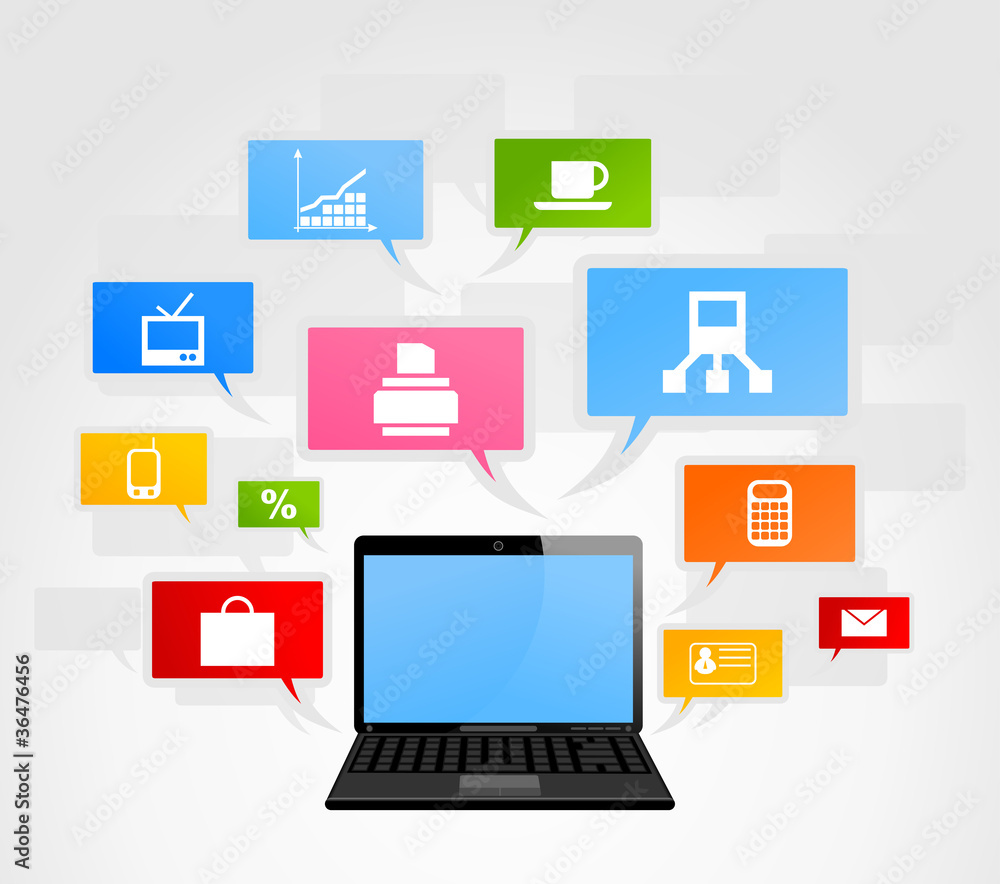 The laptop and office technics. A vector illustration The laptop and office technics. A vector illustration