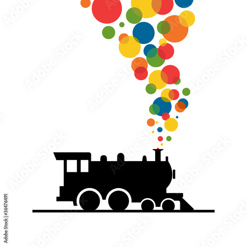Balls from a train pipe. A vector illustration