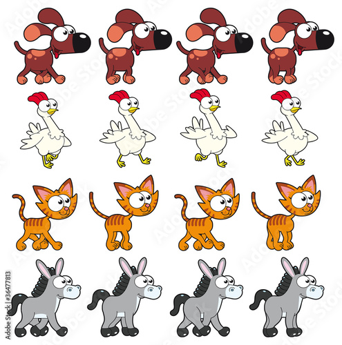Fototapeta Naklejka Na Ścianę i Meble -  Animal Walking animations . 4 frames x characters.
