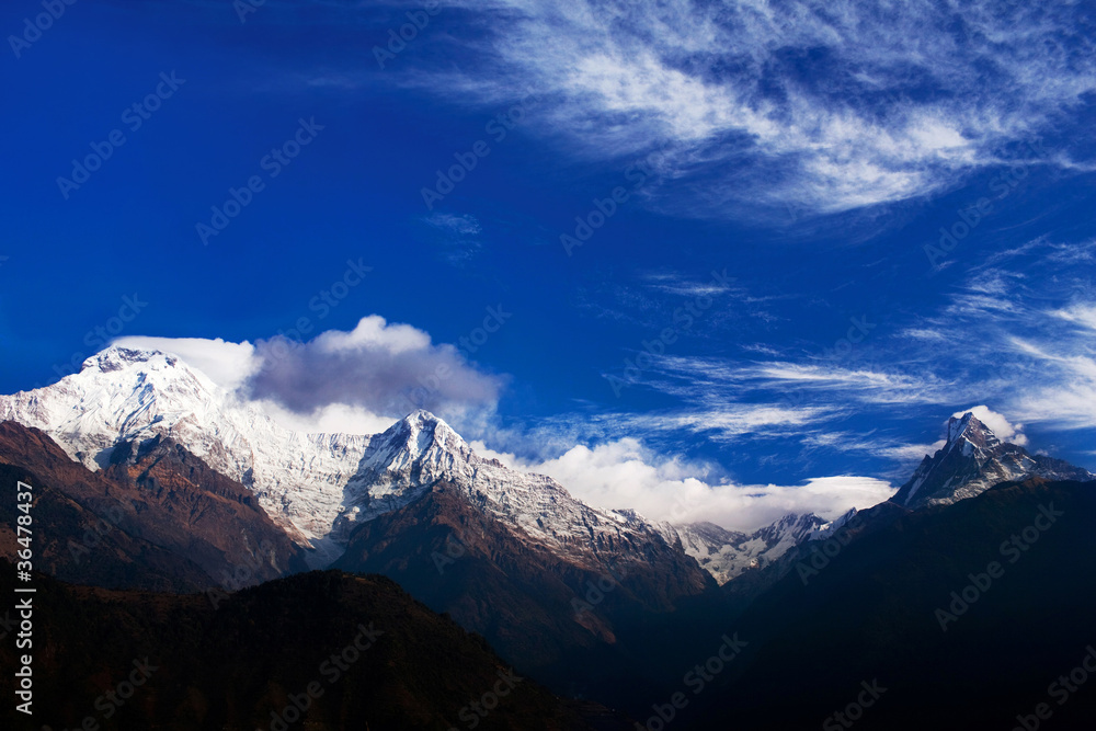 Mountain peaks in the Nepal Himalaya