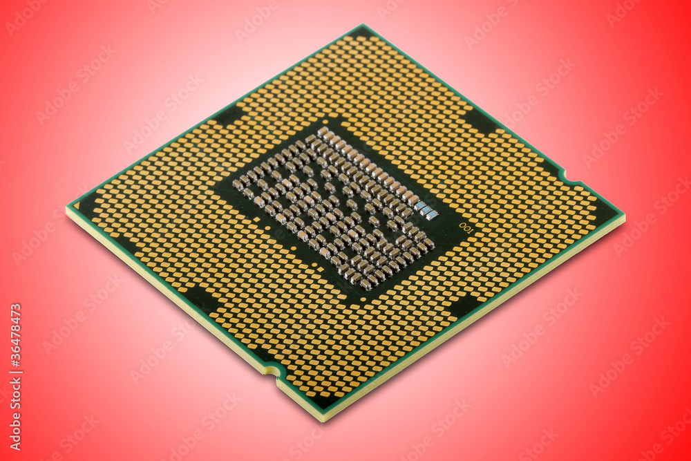 Central processor unit, isolated on red background Central processor unit, isolated on red background