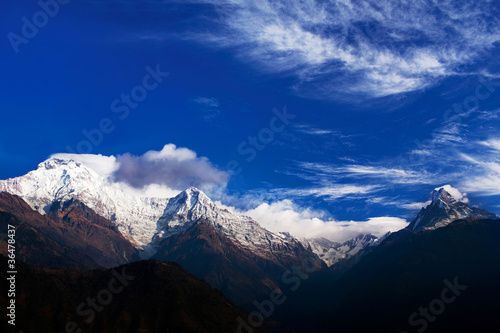 Mountain peaks in the Nepal Himalaya