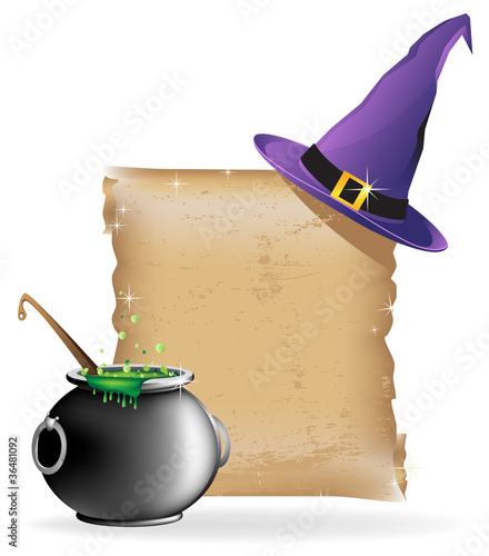 Magic hat and boiling cauldron