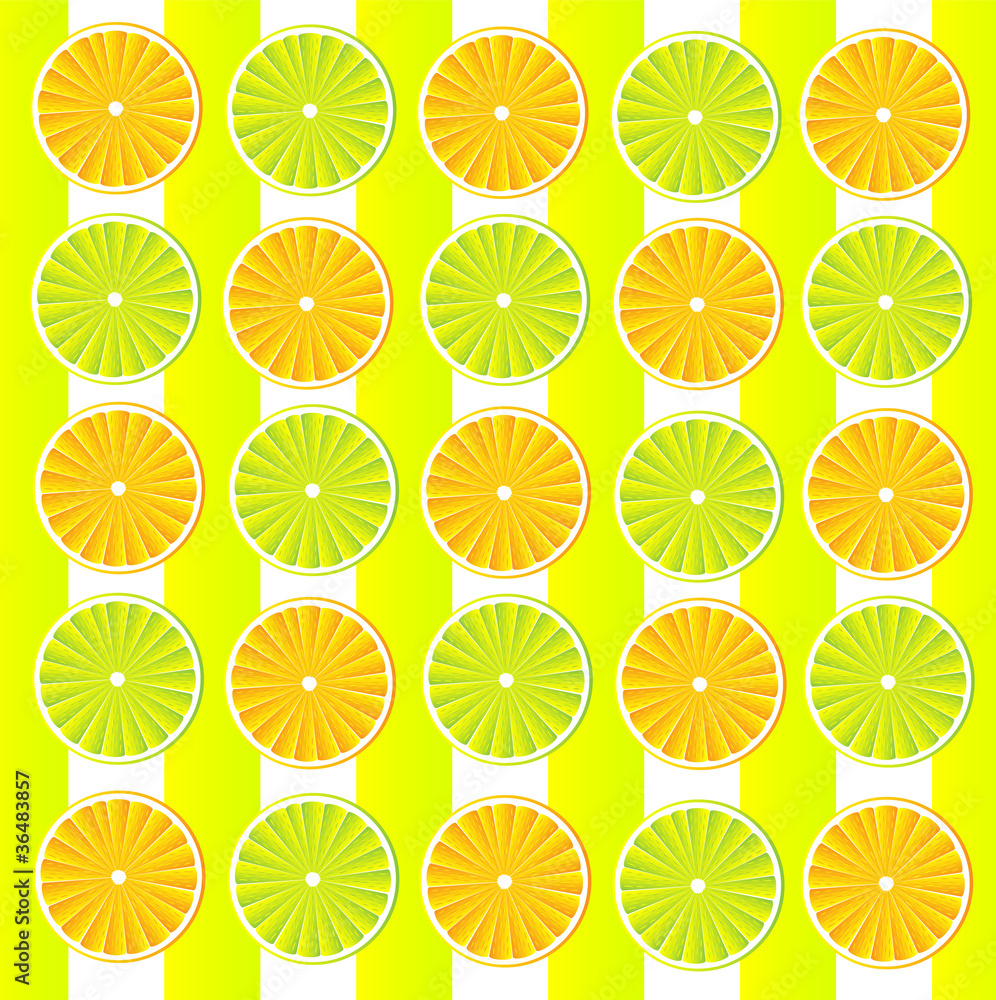Wallpaper with oranges and lemons