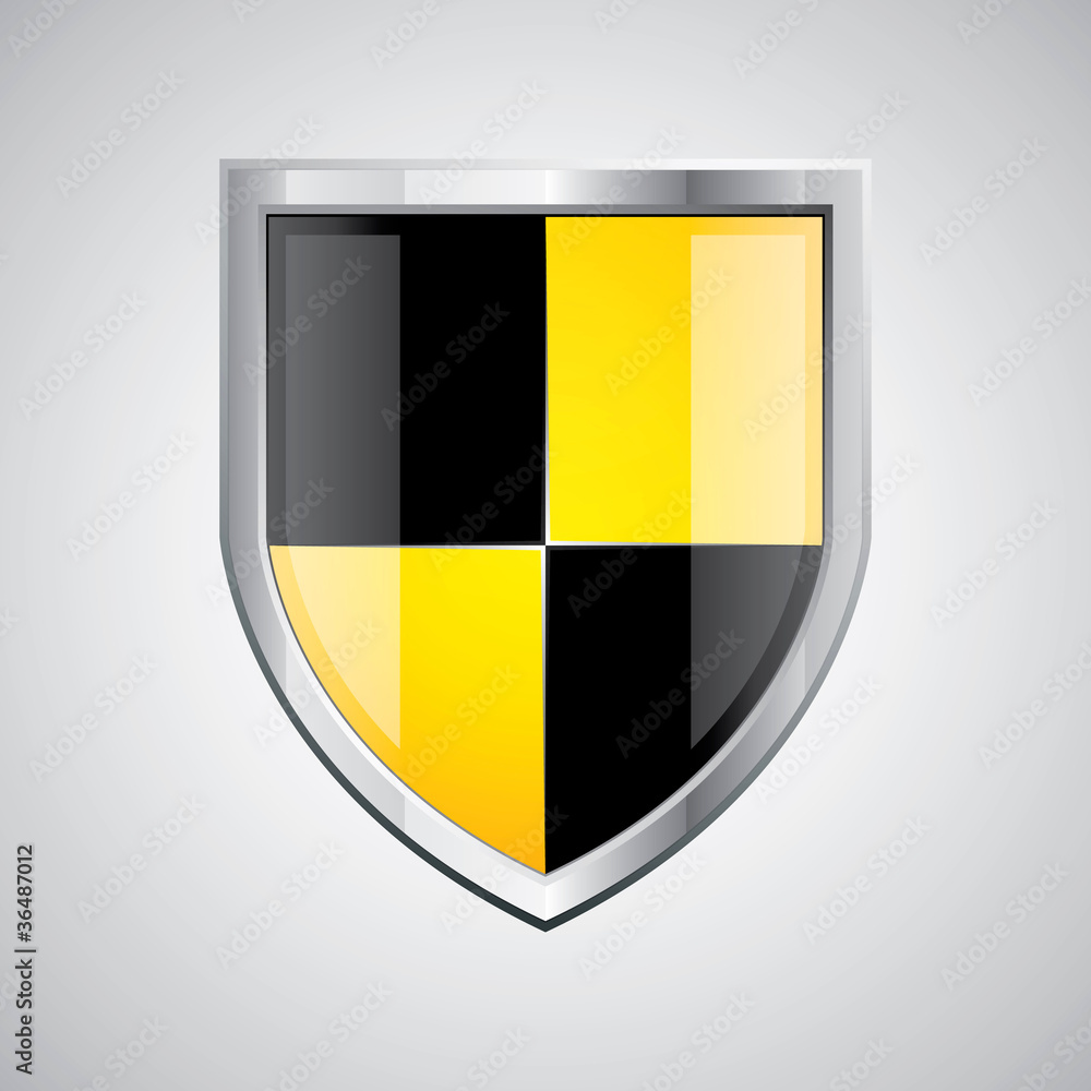 Fototapeta premium Glossy black and yellow shield