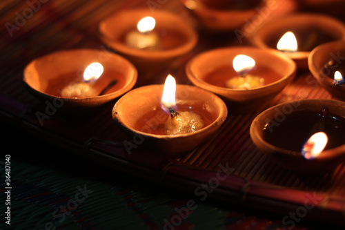 traditional lamps on the festival of diwali