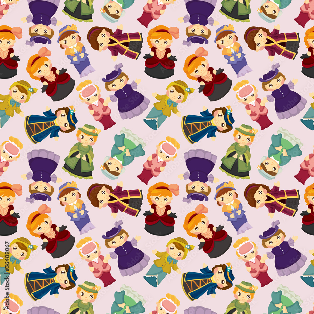 cartoon Medieval beautiful girls seamless pattern