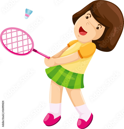 Little girl playing badminton