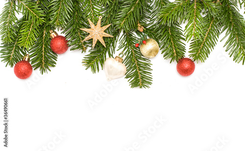 Christmas tree with decoration isolated