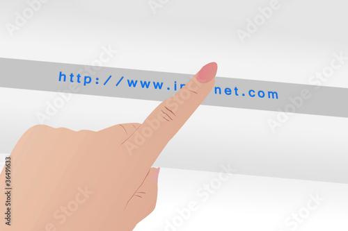 Hand point at internet adress