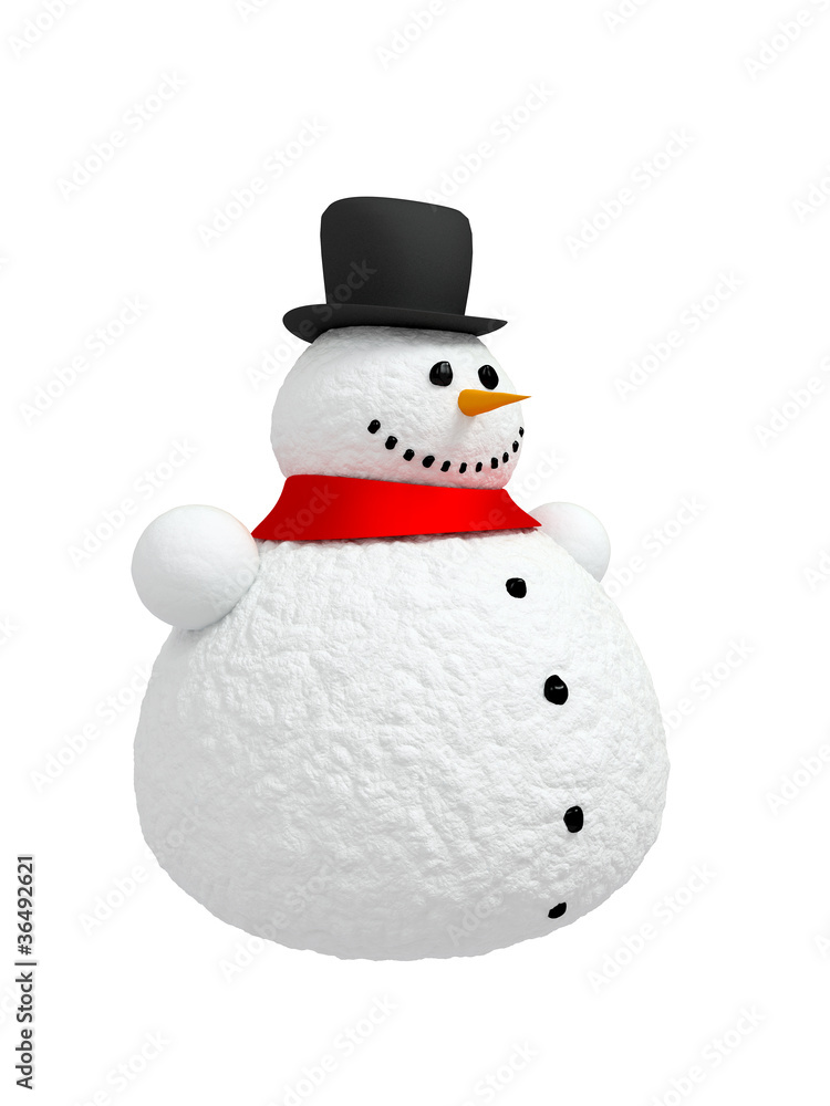 Happy snowman (Isolated on white background)