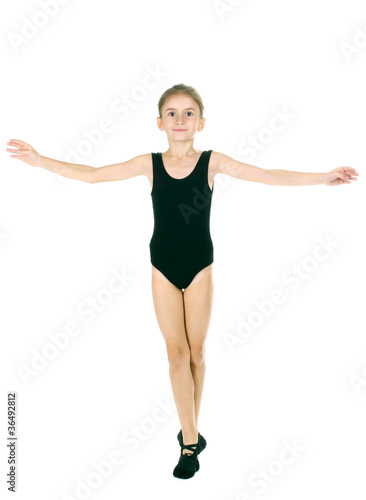 little girl ballerina, isolated on white
