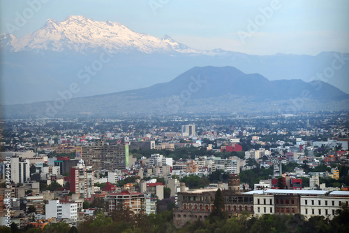View of Mexico City and Volcano Mountain