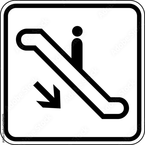 Treppe abwärts runter Rolltreppe Schild Zeichen Symbol