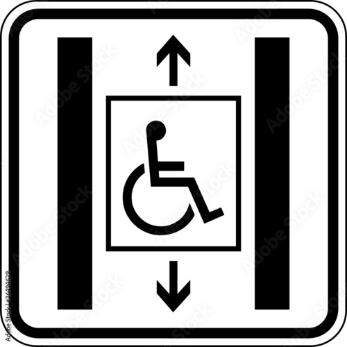 Aufzug für Behinderte Rollstuhlfahrer Schild Zeichen Symbol