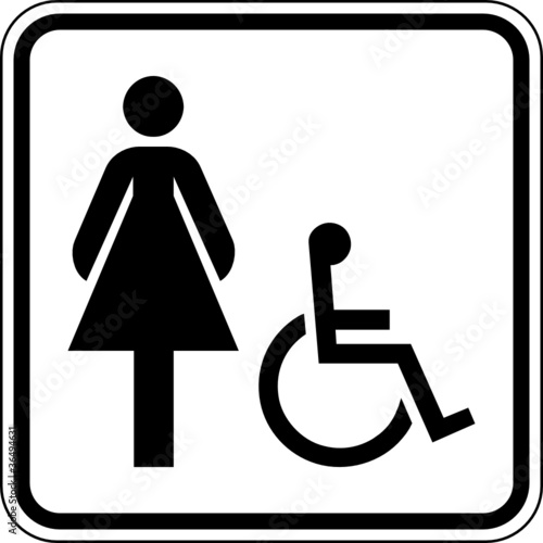 Toilette WC Damen Frauen Rollstuhlfahrer Schild Zeichen