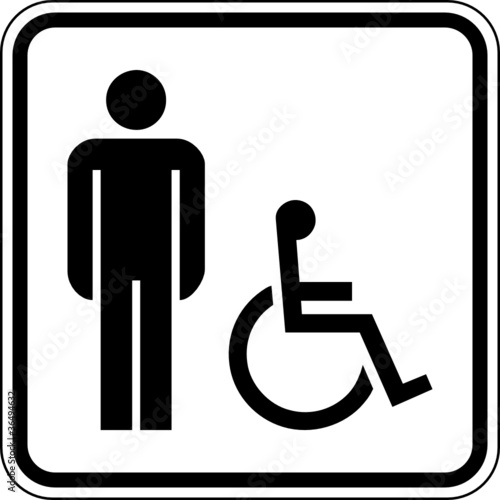 Toilette WC Herren Männer Rollstuhlfahrer Schild Zeichen