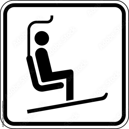 Sessellift Sesselbahn Skilift Schild Zeichen Symbol