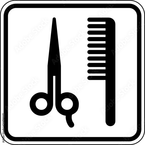 Friseursalon Frisör Coiffeur Schild Zeichen Symbol