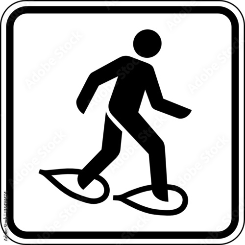 Schneeschuhe laufen Schild Zeichen Symbol Grafik