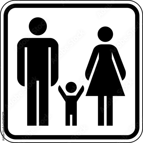 Mann Frau Kind Familienfreundlich Schild Zeichen Symbol