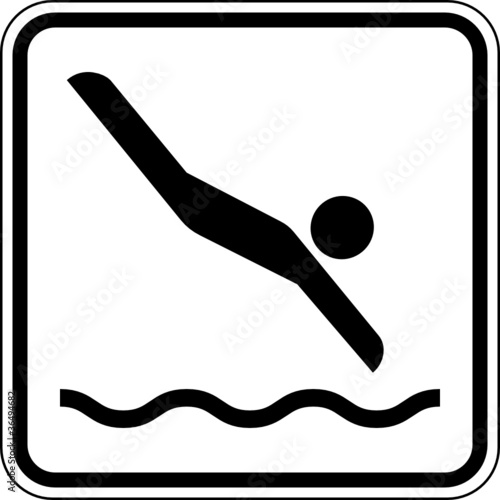 Ins Wasser springen Schild Zeichen Symbol Grafik