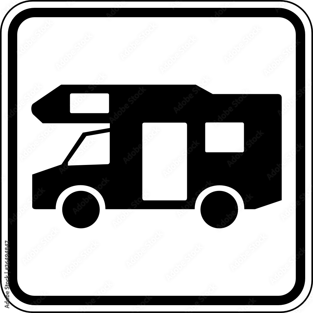 Wohnmobil Reisemobil Camping Schild Zeichen Symbol Stock Vector | Adobe ...