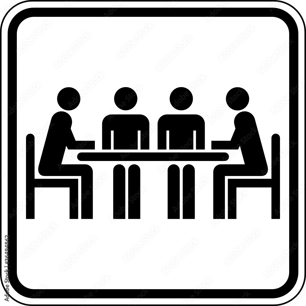Restaurant Tisch Gespräch Meeting Schild Zeichen Symbol Stock-Vektorgrafik  | Adobe Stock