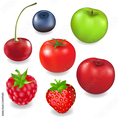 Fototapeta Naklejka Na Ścianę i Meble -  Collection Fruits And Berries