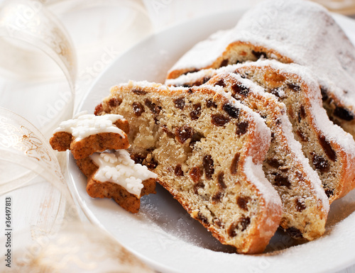 Christmas Stollen with icing sugar