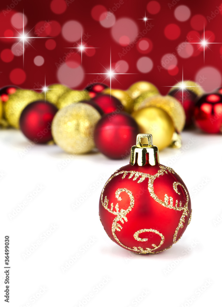 Red and gold Christmas baubles Red and gold Christmas baubles