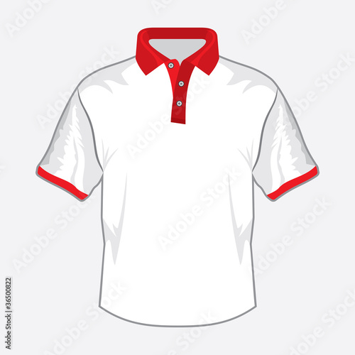 White polo shirt design with red collar