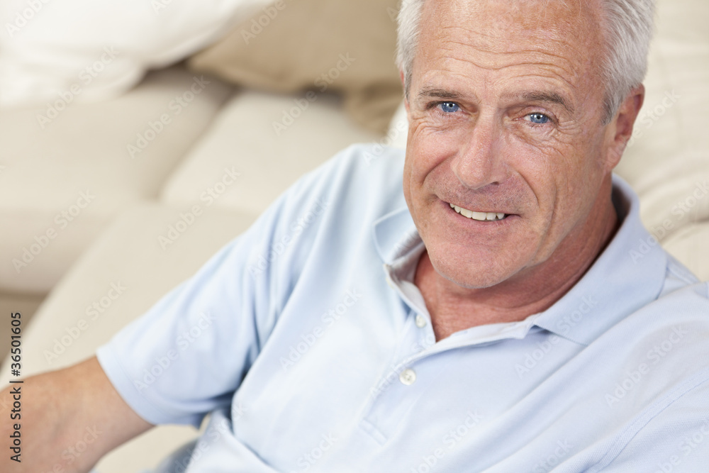 Happy Handsome Senior Man Smiling at Home Happy Handsome Senior Man Smiling at Home
