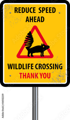 Wildlife crossing sign, vector illustration